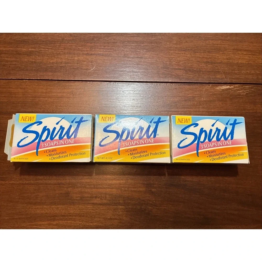 Lot Of 3 Vintage SPIRIT Bar Soap Blue Bath Size 4.5 Oz